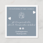 Moderne Herzen danke dir Drehbuch Ordnung staubig Quadratische Visitenkarte (Rückseite)