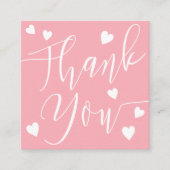 Moderne Herzen danke dir Drehbuch Reihenfolge rosa Quadratische Visitenkarte (Vorderseite)