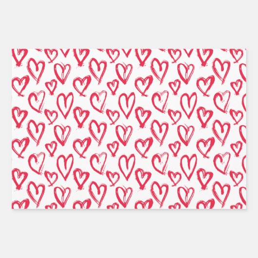 Moderne Herzen Geschenkpapier Set (Vorderseite)