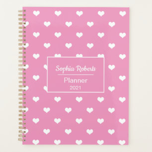 Moderne Herzen Muster rosa personalisiert Planer
