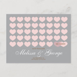 Moderne Herzen Save the Date: Silber Ankündigungspostkarte