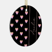 Moderne Herzen Schwarz Pink Personalisierte Weihna Keramik Ornament (Rechts)