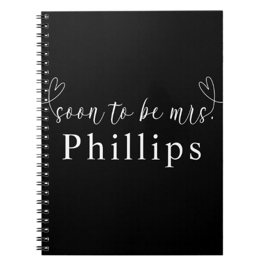Moderne Herzen Schwarz-weiß bald Mrs. Wedding werd Notizblock (Vorderseite)