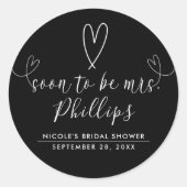 Moderne Herzen Schwarz-weiß bald zu sein Bridal Runder Aufkleber (Vorderseite)