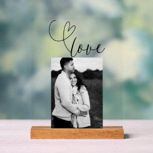 Moderne Herzen Schwarz Weiße Hochzeit Liebesfoto Acrylschild