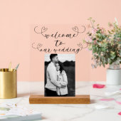 Moderne Herzen Schwarz-weiße Minimale Hochzeit Wil Acrylschild (Hochzeit)