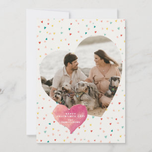 Moderne Herzförmige Foto Glücklichen Valentinstag Feiertagskarte