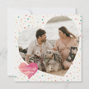 Moderne Herzförmige Foto Glücklichen Valentinstag Feiertagskarte