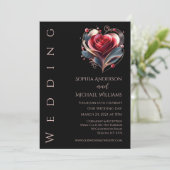Moderne herzförmige Rose Hochzeitseinladung Einladung (Stehend Vorderseite)