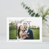 Moderne Herzkalligraphie 2 Foto Hochzeit Vielen Da Dankeskarte (Stehend Vorderseite)