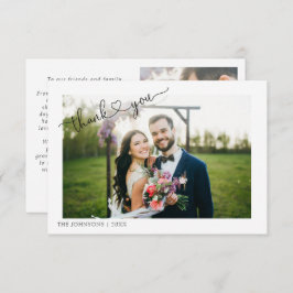 Moderne Herzkalligraphie 2 Foto Hochzeit Vielen Da Dankeskarte