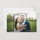 Moderne Herzkalligraphie 2 Foto Hochzeit Vielen Da Dankeskarte (Vorderseite)