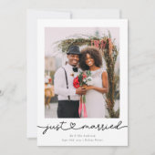 Moderne Herzkalligraphie Nur verheiratetes Foto Ankündigung (Vorderseite)