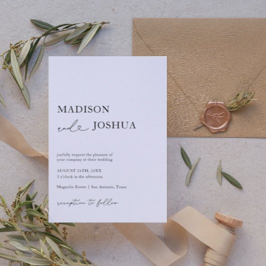 Moderne Herzkalligraphie Schwarz-Weiß-Hochzeit Einladung