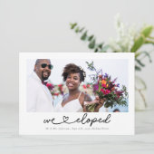 Moderne Herzkalligraphie Wir haben Foto Ankündigung (Stehend Vorderseite)