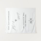 Moderne Herzlich willkommen bei unserem Hochzeitss Wandteppich (Vorderseite (Horizontal))