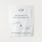 Moderne Herzlich willkommen bei unserem Hochzeitss Wandteppich (Vorderseite)