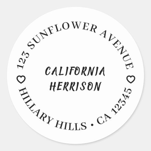 Moderne Herzschrift Minimalistisches Design Runder Aufkleber (Vorderseite)