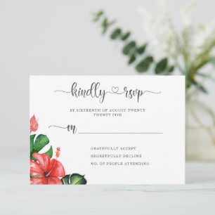 Moderne Herzschrift Tropische Themen Antwortkarte RSVP Karte