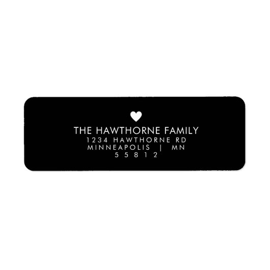 Moderne Herzsendung Liebe Minimal Schwarze Adresse (Vorne)
