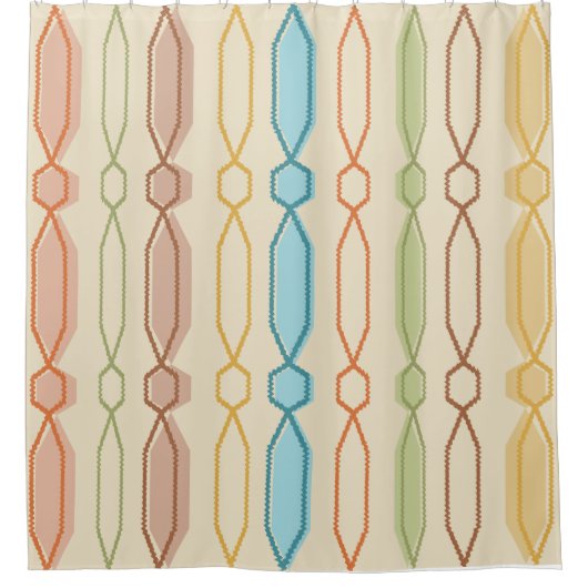 Moderne Hexagon-Säulen des Mitteljahrhunderts farb Duschvorhang (Vorderseite)