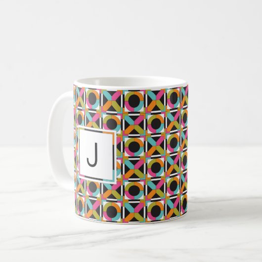 Moderne Hexagon-Steppdecken-Muster-Kaffee-Tasse Kaffeetasse (Vorderseite Links)
