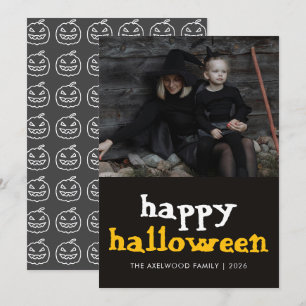 Moderne Hexen-Ästhetik Halloween-Familienfoto Feiertagskarte