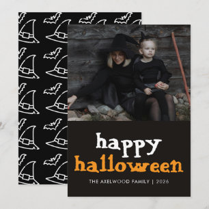 Moderne Hexen-Ästhetik Halloween-Familienfoto Feiertagskarte