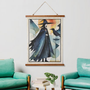 Moderne Hexen - ein abstraktes Kunstwerk 3 - Fan F Wandteppich Mit Holzrahmen