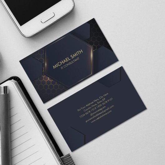 Moderne Hi-Tech Hexagonal Business Card Visitenkarte