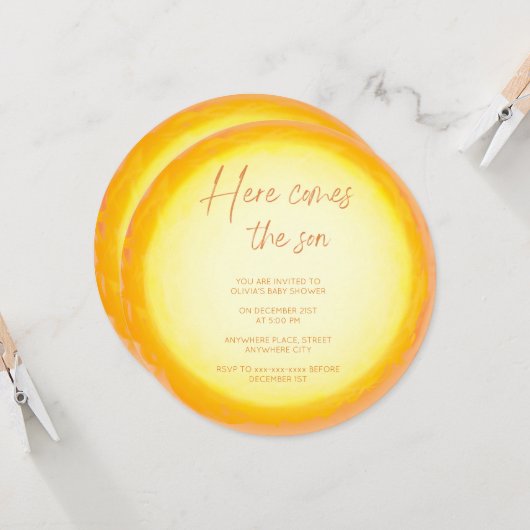 Moderne hier kommt die junge Babydusche Einladung (Vorderseite/Rückseite Beispiel)