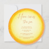 Moderne hier kommt die junge Babydusche Einladung (Vorderseite)