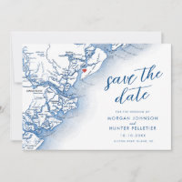 Moderne Hilton Head Insel SC Karte Hochzeit