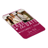 Moderne Himbeere Save the Date 2 Foto Hochzeit Magnet (Rechte Seite)