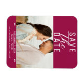 Moderne Himbeere Save the Date Hochzeitsstich Foto Magnet (Horizontal)