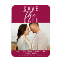 Moderne Himbeere Save the Date Hochzeitsstich Foto