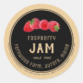 Moderne Himbeerjam Label Black on Kraft Runder Aufkleber (Vorderseite)