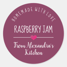 Moderne Himbeermarmelade lila hausgemacht mit Lieb