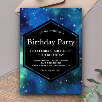 Moderne Himmelsgalaxie Geburtstagsparty Einladung