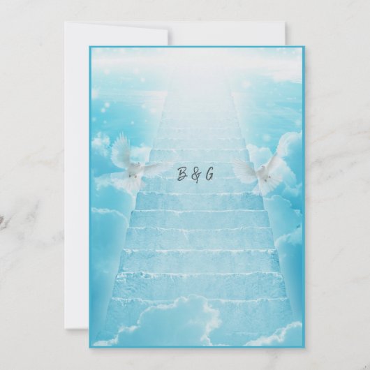 Moderne Himmelstreppe Heilige Trauung Einladung (Rückseite)