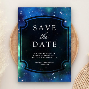 Moderne himmlische Weltraum-Galaxie-Hochzeit Save The Date