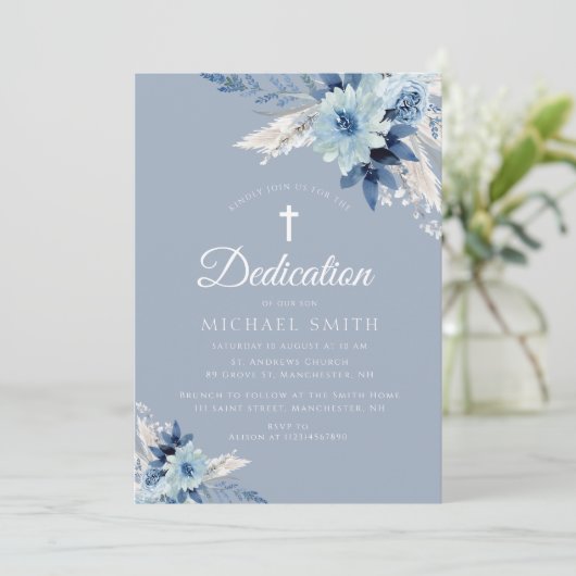 Moderne Hingabe mit blühenden Blumen Einladung (Stehend Vorderseite)