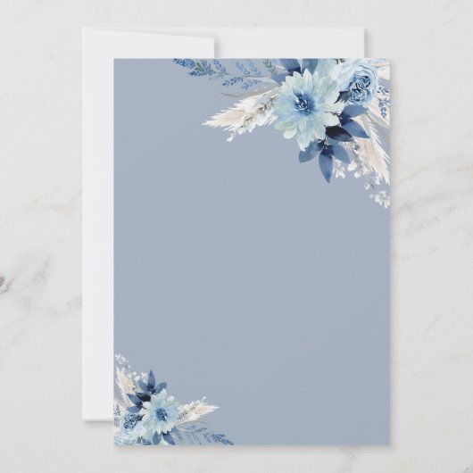 Moderne Hingabe mit blühenden Blumen Einladung (Rückseite)