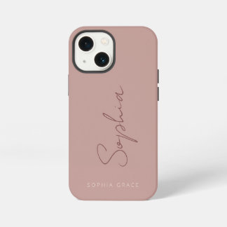 Moderne hinzufügen Ihren Namen Stilvolle Dusty-Ros iPhone 13 Mini Hülle