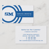 Moderne Hipster Business Card, fett blau Visitenkarte (Vorne/Hinten)