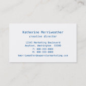 Moderne Hipster Business Card, fett blau Visitenkarte (Rückseite)