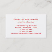 Moderne Hipster Business Card, Rot Visitenkarte (Rückseite)