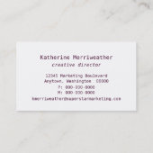Moderne Hipster Business Card, Violet Visitenkarte (Rückseite)