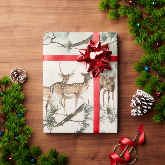 Moderne Hirsche Aquarell Geschenkpapier (Feiertagsgeschenk)