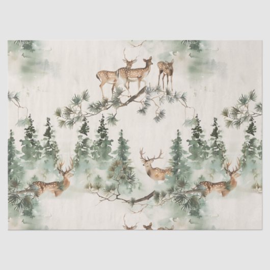 Moderne Hirsche Aquarell Seidenpapier (Vorderseite)